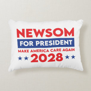 Newsom For President Make America Care Again 2028 Accent Pillow