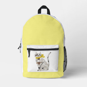 newspapar cat printed backpack