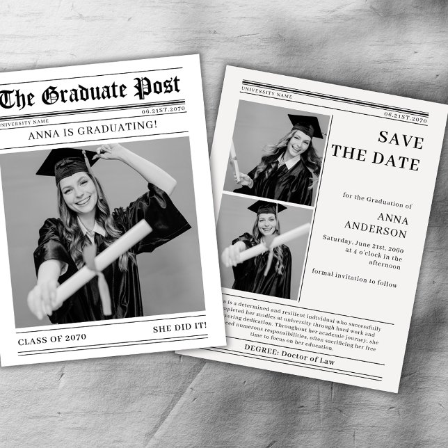 Newspaper 2026 Graduation Photos Save The Date (Creator Uploaded)