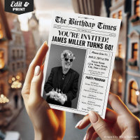 Newspaper 60th Birthday Party Invitation & Program