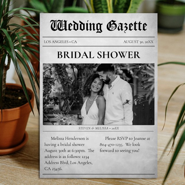 Newspaper Article Wedding Bridal Shower Invitation (Newspaper Article Wedding Bridal Shower Invitation
)
