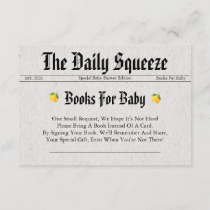 Newspaper Baby Shower Books for Baby Enclosure Card