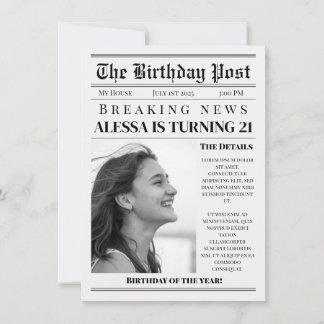 NEWSPAPER BIRTHDAY INVITATION