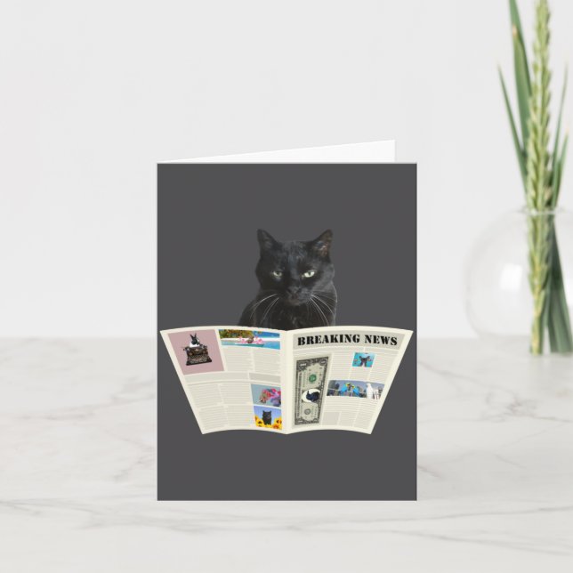 Newspaper Breaking News Black Cat Au Journal  Card (Front)
