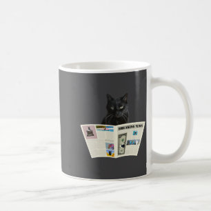 Newspaper Breaking News Black Cat Au Journal  Coffee Mug
