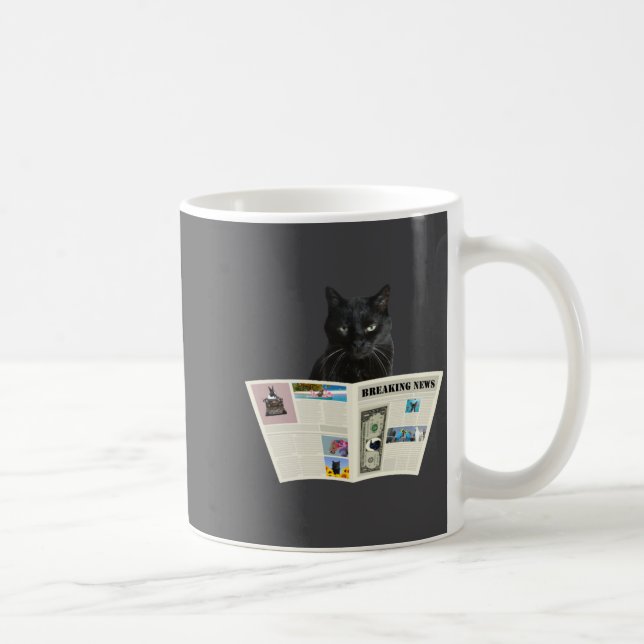 Newspaper Breaking News Black Cat Au Journal  Coffee Mug (Right)