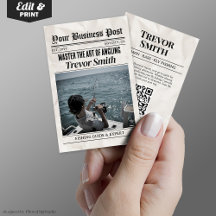 Newspaper Business Card, Fishing Guide Service