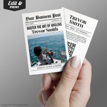 Newspaper Business Card, Fishing Guide Service