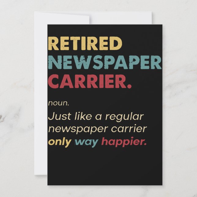 Newspaper Carrier - Retired Retro Definition Desig Invitation (Front)
