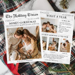 Newspaper Christmas Newsletter Photo Collage  Holiday Card<br><div class="desc">Introducing our Year-in-Review Christmas Card, the perfect way to celebrate the highlights of the past year with friends and family! Designed to resemble a classic newspaper, this unique card transforms your annual holiday greeting into a fun, personalized keepsake. It’s ideal for families who want to creatively share their most memorable...</div>