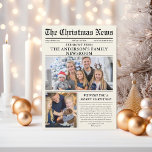 Newspaper Christmas Newsletter Photo Collage  Holiday Card<br><div class="desc">Bring festive cheer and family updates together with The Christmas News – a unique newspaper-style Christmas newsletter photo card that turns your holiday message into a front-page story! This creative holiday card features a custom newspaper layout with room for multiple family photos and space for personalized message from the whishes...</div>