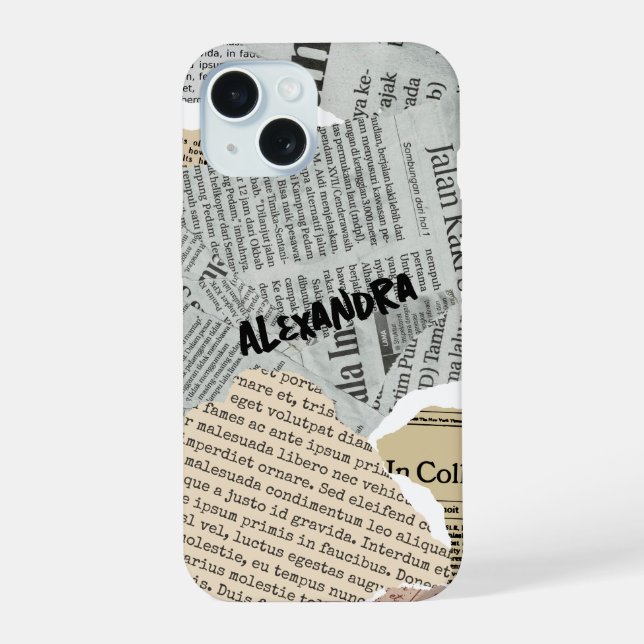 Newspaper Collage Phone Case (Back)