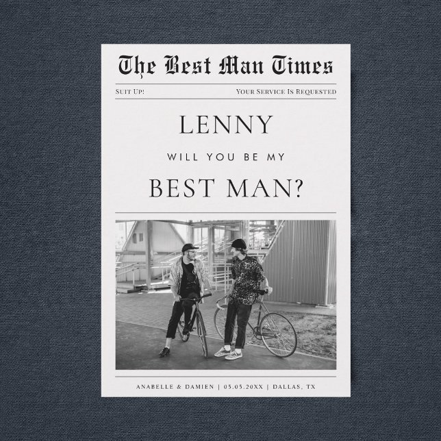 Newspaper Custom Photo Unique Best Man Proposal Invitation (Creator Uploaded)