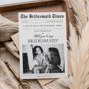 Newspaper Custom Photo Unique Bridesmaid Proposal Invitation