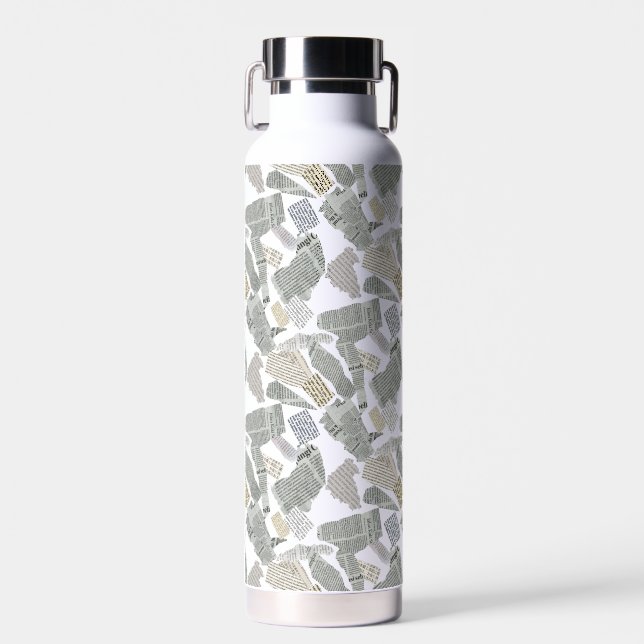 Newspaper Cutting Pattern 01x4.b Water Bottle (Front)