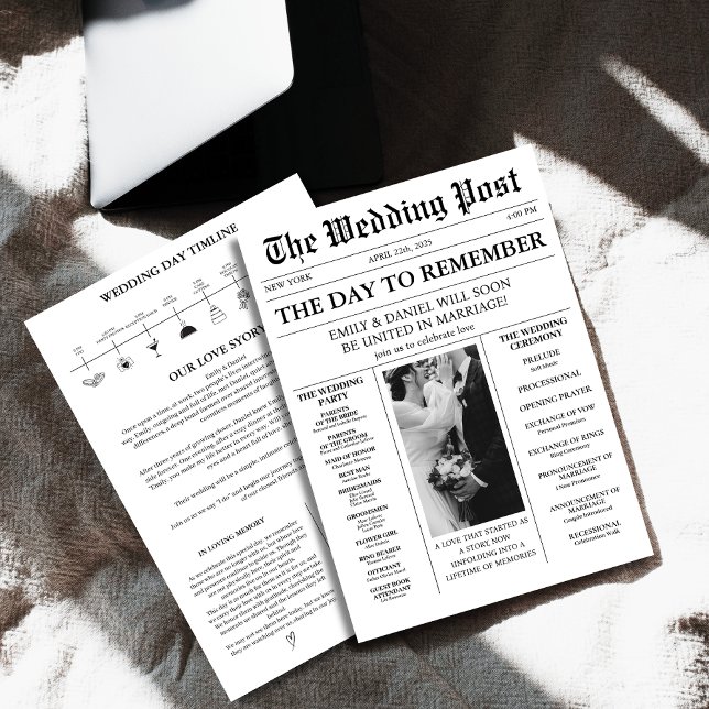 Newspaper details timeline photo wedding   invitation (Creator Uploaded)