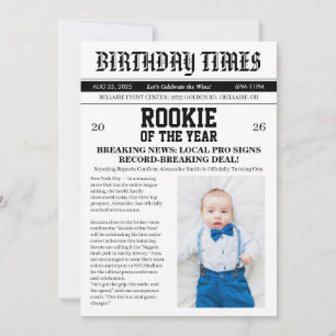 Newspaper Football 1st Birthday Party Invitation