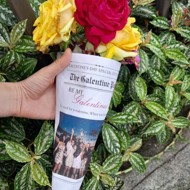 Newspaper Galentine Post Flower Bouquet Pink Lips Wrapping Paper Sheet (Newspaper Galentine Post Flower Bouquet Pink Lips Wrapping Paper Sheets)