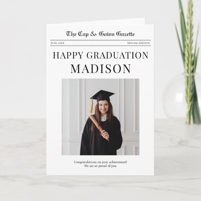 Newspaper Happy Graduation greeting card (Front)