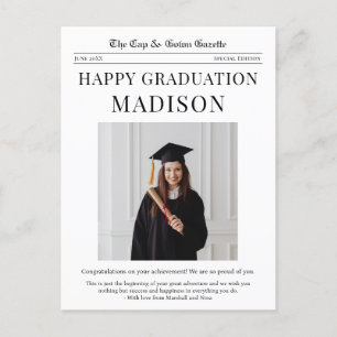 Newspaper Happy Graduation Postcard