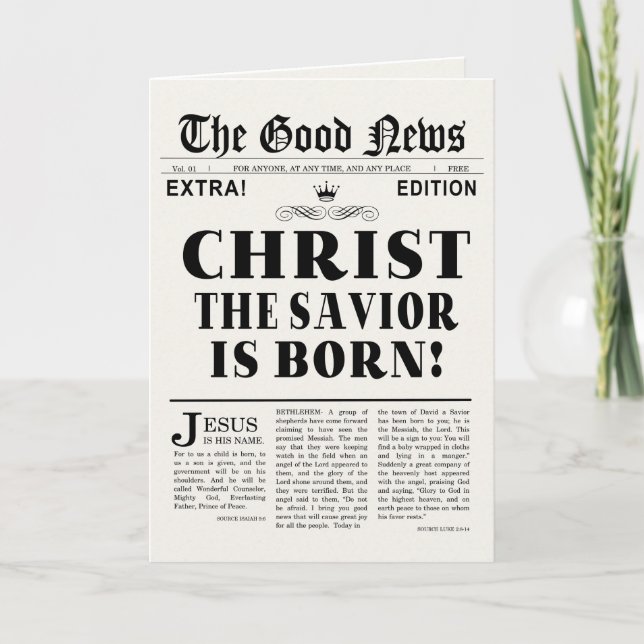Newspaper Headline Christmas Card (Front)