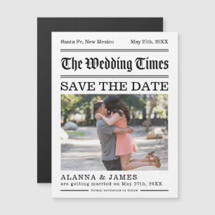 Newspaper Headline Photo Save the Date Magnet