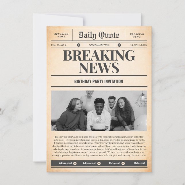 Newspaper invitations front page news (Front)