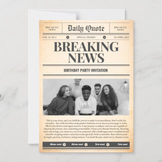 Newspaper invitations front page news