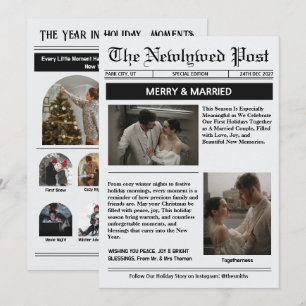 Newspaper Merry and Married Arch Photo Collage  Holiday Card