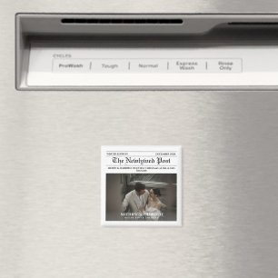 Newspaper Merry and Married Photo Magnet
