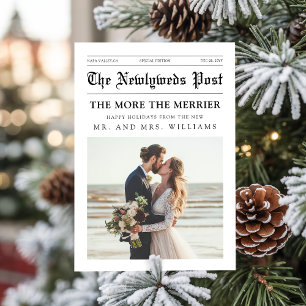 Newspaper Mr & Mrs Newlywed Couple Photo Christmas Holiday Card