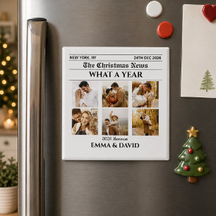 Newspaper Newlywed 6 Photo What a Year Couple  Magnet
