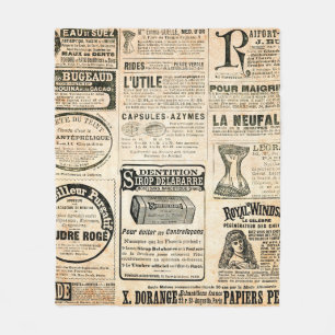 Newspaper page with advertisement - Vintage engrav Fleece Blanket