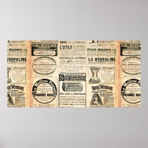 Newspaper page with advertisement - Vintage engrav Poster