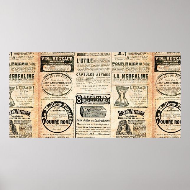 Newspaper page with advertisement - Vintage engrav Poster (Front)