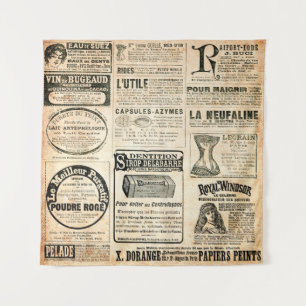 Newspaper page with advertisement - Vintage engrav Tapestry