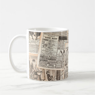 Newspaper pages with antique advertising. Woman's  Coffee Mug