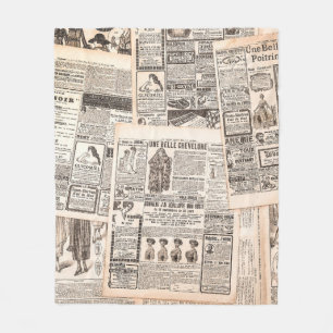 Newspaper pages with antique advertising. Woman's Fleece Blanket