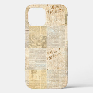 Newspaper paper grunge aged newsprint pattern back iPhone 12 case