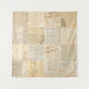 Newspaper paper grunge aged newsprint pattern back tapestry