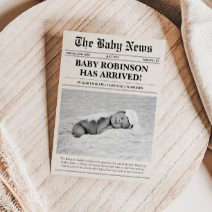 Newspaper Photo Birth Announcement Card