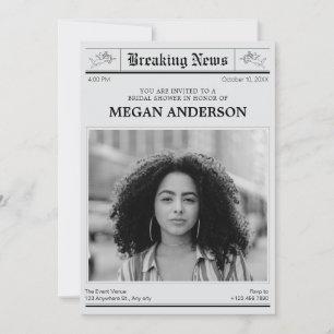 Newspaper photo bridal shower invitation