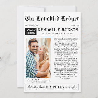 Newspaper Photo Modern Wedding Invitation Card