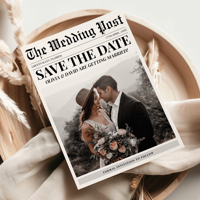 Newspaper Photo Unique Wedding Save The Date (Creator Uploaded)