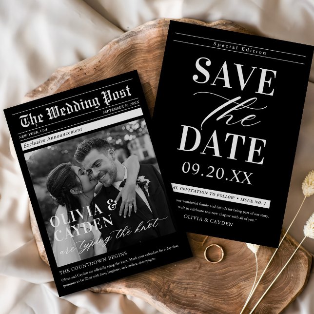 Newspaper Photo Unique Wedding Save The Date Invitation (Creator Uploaded)