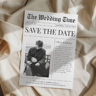 Newspaper Photo Wedding Announcement Save The Date