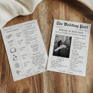 Newspaper Photo Wedding Program Timeline