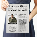Newspaper Retirement Sign Gift for Military Vet Letterhead<br><div class="desc">Create a newspaper keepsake for your military,  police,  fireman or first responder. Edit with your retiree's details. Add a special message from your family. List your career achievements. Printed with parchment paper effect. Print enough for all your retirement party guests and then frame as a keepsake for your veteran.</div>
