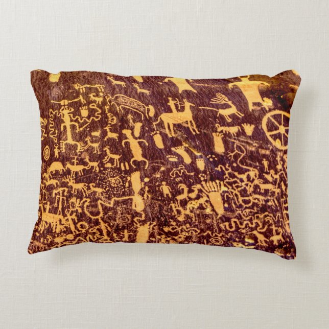 Newspaper Rock American Indian Utah Accent Pillow (Back)