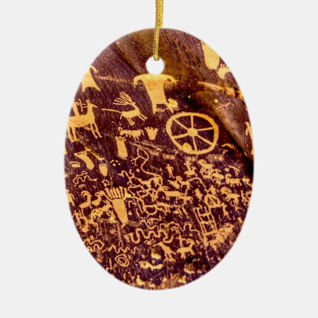 Newspaper Rock American Indian Utah Ceramic Ornament (Front)